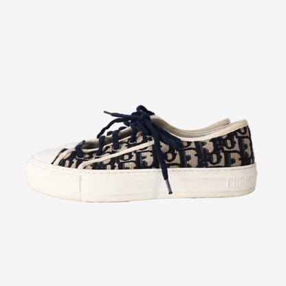 Dior Walk’n’Dior Low-Top Sneakers in Deep Blue Dior Oblique Embroidered Cotton (EU 38.5)