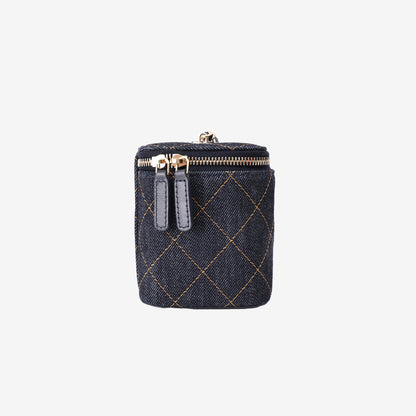 Chanel Classic Vanity with Chain in Dark Blue Denim with Silver Hardware