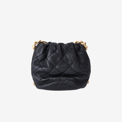 *RARE* Chanel Mini About Pearls Drawstring Bucket Bag in Black Quilted Calfskin Leather with Gold Hardware