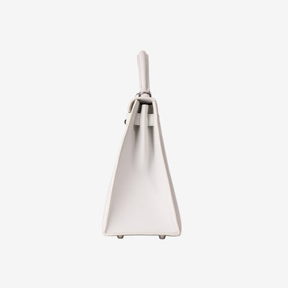 Hermès Kelly 28 in White Epsom Leather with Palladium-Plated Hardware