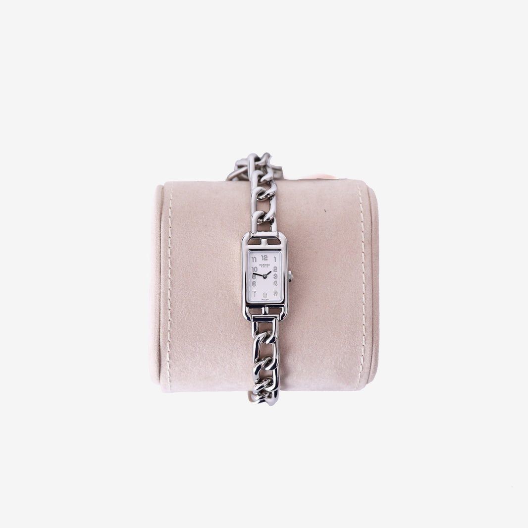 Hermès Nantucket Watch in Silver Stainless Steel front view