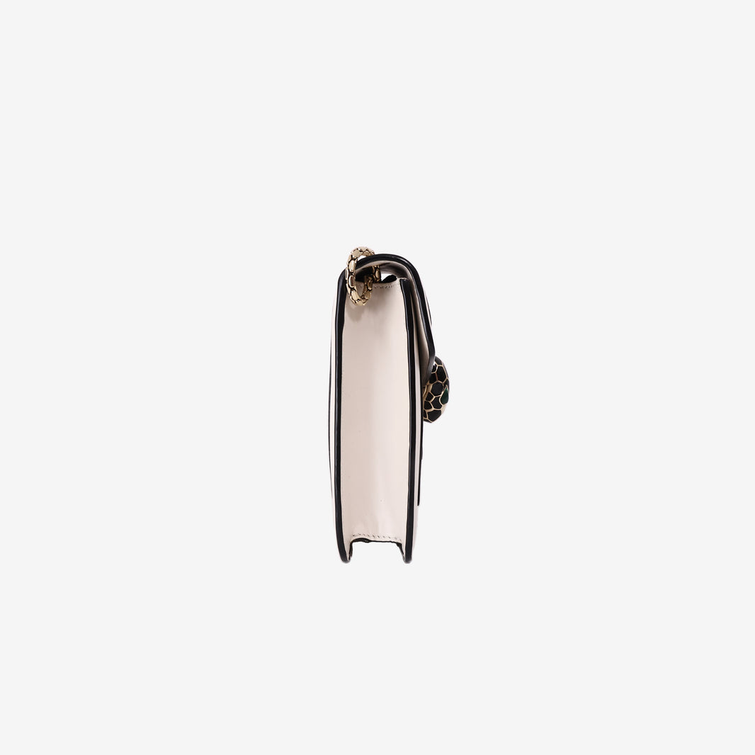 Bvlgari Serpenti Forever Shoulder Bag in White Agate Calfskin Leather
