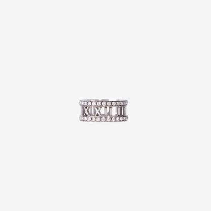 Tiffany & Co. Atlas Ring in 18ct White Gold with Diamonds (Size 54)