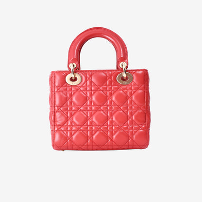 Dior My ABCDior Lady Dior Small Bag in Red Cannage Lambskin Leather with Gold Hardware