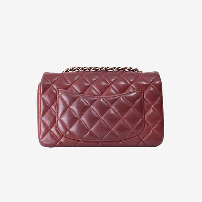 Chanel Classic Mini Flap Bag in Burgundy Lambskin Leather with Gold Hardware