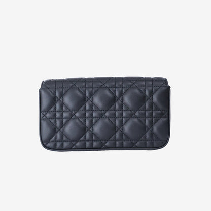 Dior My Dior Talk Phone Pouch in Black Lambskin Leather with Gold Hardware