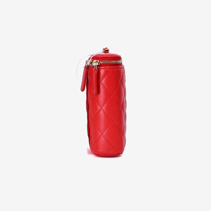 Chanel Vertical Vanity Case in Red Caviar Leather with Gold Hardware