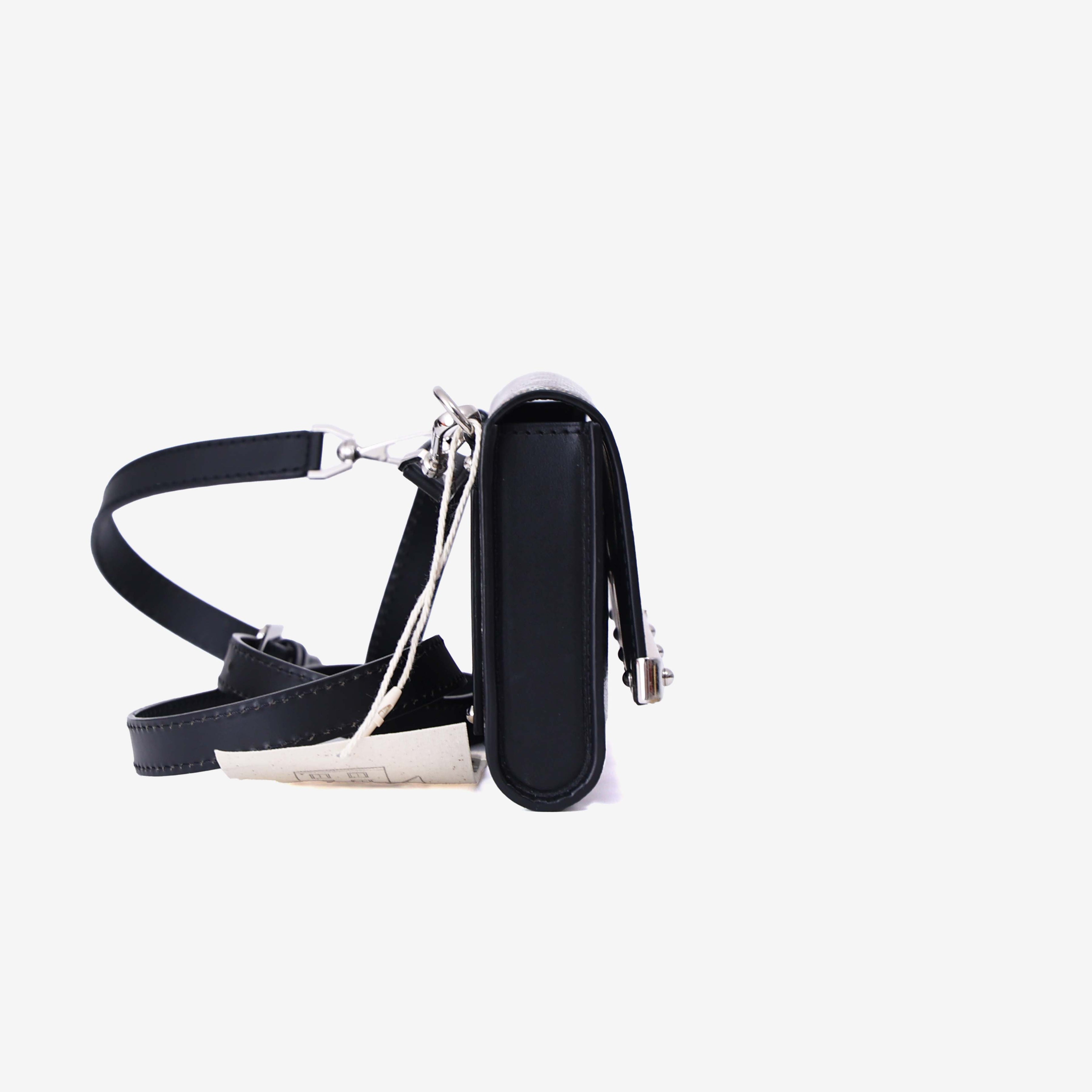 Goyard Monte Carlo PM Clutch in Black Goyardine Canvas with Leather and Wool Trim with Palladium Hardware side view