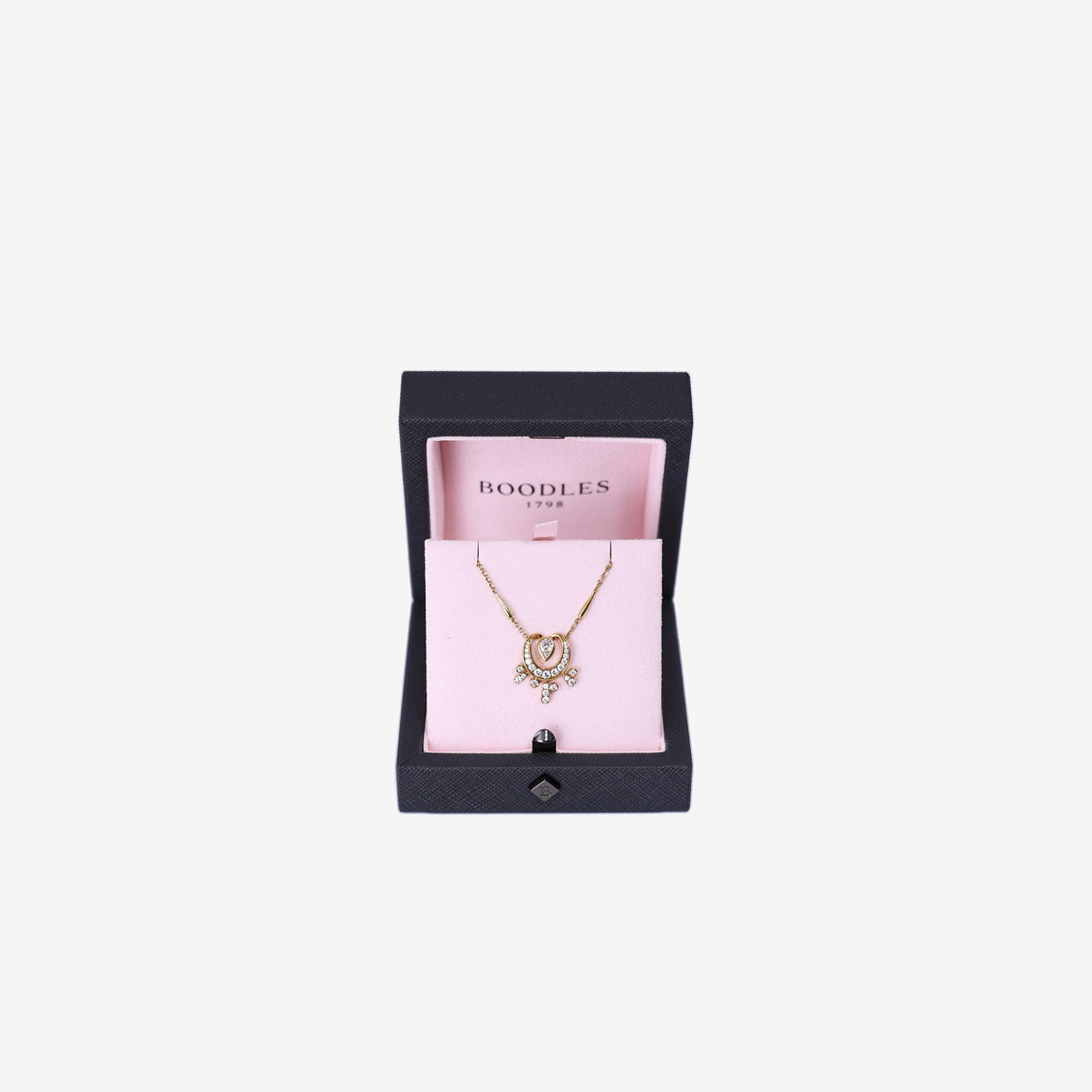 Boodles Lucky Horseshoe Splash Pendant in Yellow Gold with Diamond front view