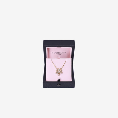 Boodles Lucky Horseshoe Splash Pendant in Yellow Gold with Diamond front view