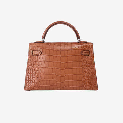 Hermès Mini Kelly 20 in Gold Alligator Leather with Palladium Hardware