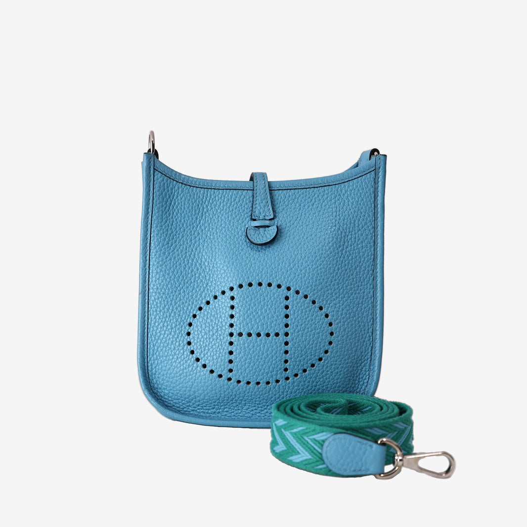 Hermès Evelyne 16 in Light Blue Clemence Leather with Palladium-Plated Hardware