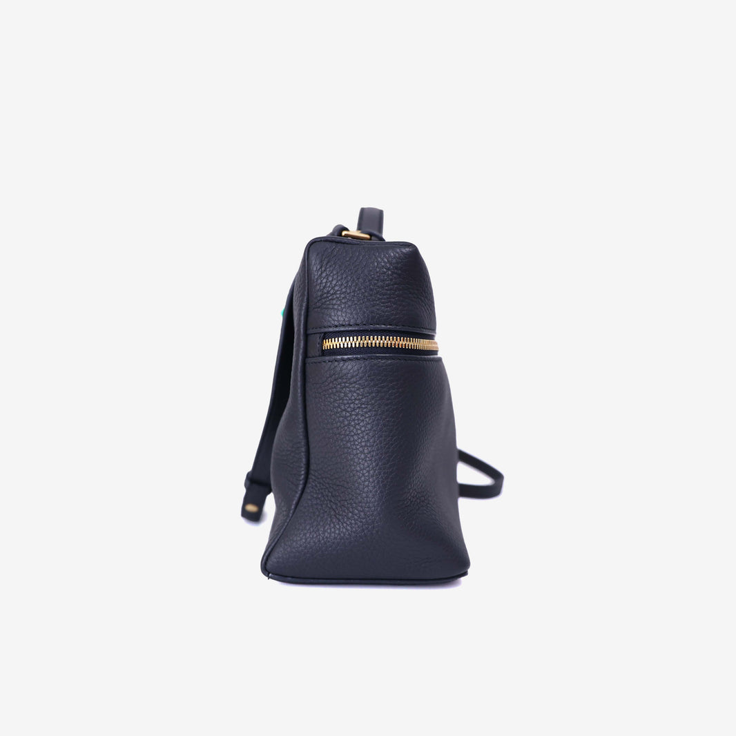 Loro Piana Extra Pocket L27 in Black/Sun Grained Calfskin with Gold Hardware side view