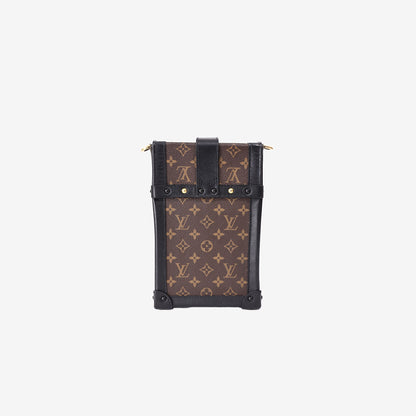 Louis Vuitton Monogram Vertical Trunk Pochette in Brown and Black Monogram Canvas with Gold Hardware