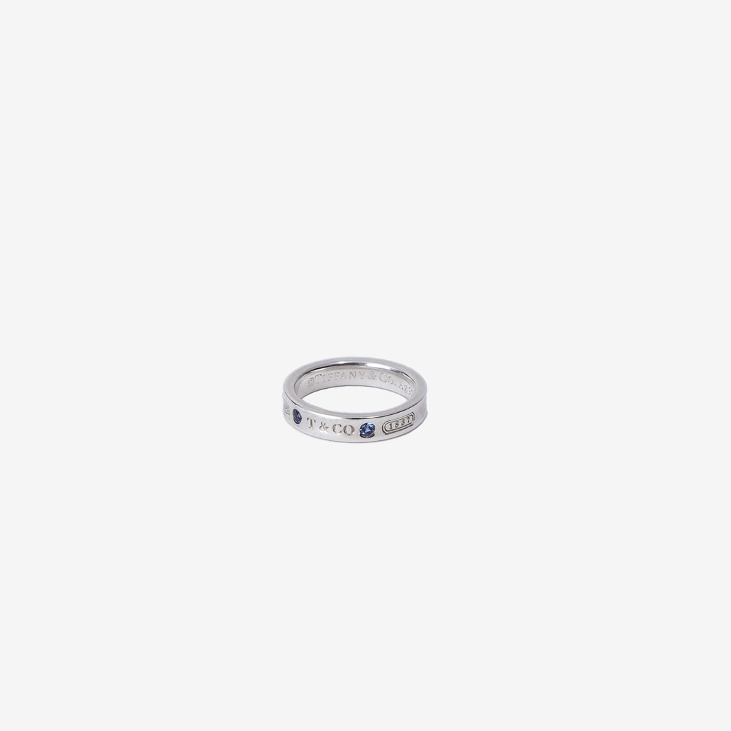 Tiffany & Co. 1837 Narrow Ring in Sterling Silver with Montana Sapphires
