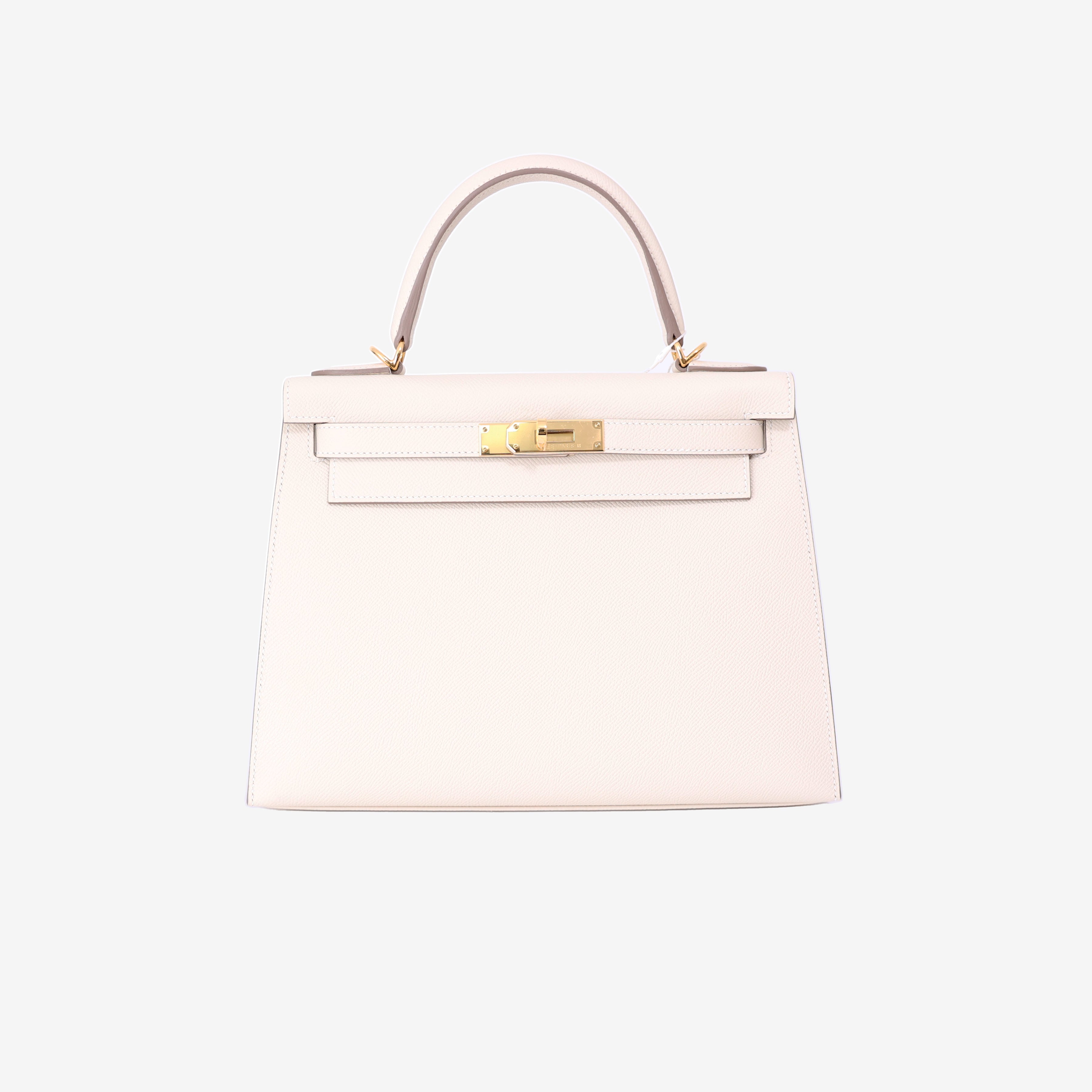 Hermès Kelly 28 in Craie Epsom Leather with Gold Hardware front view