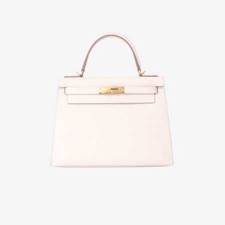 Hermès Kelly 28 in Craie Epsom Leather with Gold Hardware front view