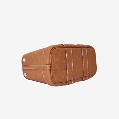 Hermès Mini Garden Party in Gold Clemence Leather with Palladium Hardware bottom side view