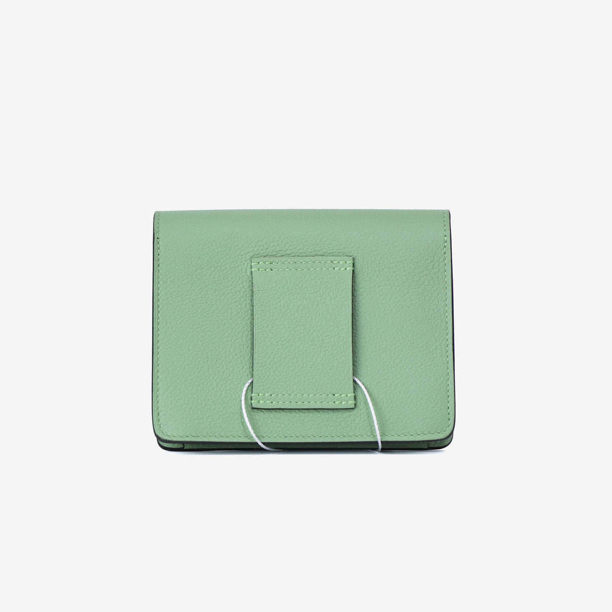 Hermès Roulis Wallet in Vert Criquet Evercolor Leather with Palladium Hardware back view