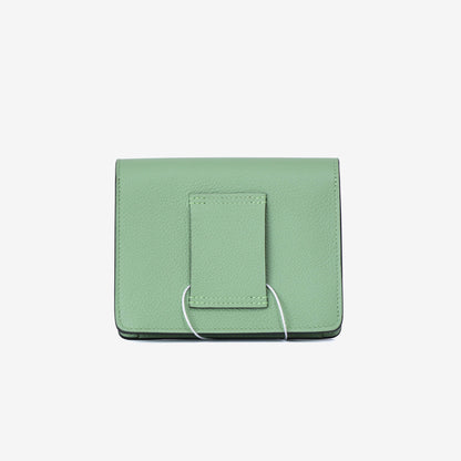 Hermès Roulis Wallet in Vert Criquet Evercolor Leather with Palladium Hardware back view