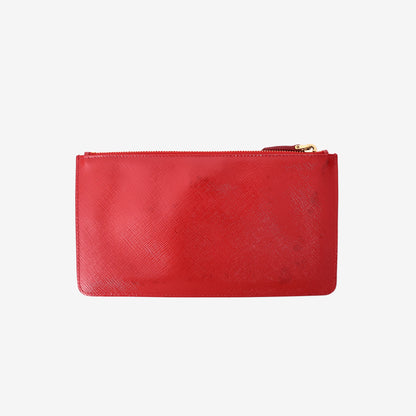 Prada Bow Wallet in Red Saffiano Leather with Gold Hardware