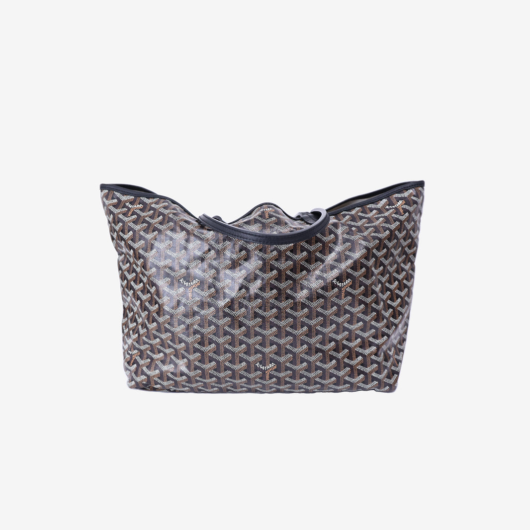 Goyard Saint Louis PM Tote in Black Goyardine Canvas Leather with Palladium Hardware front view