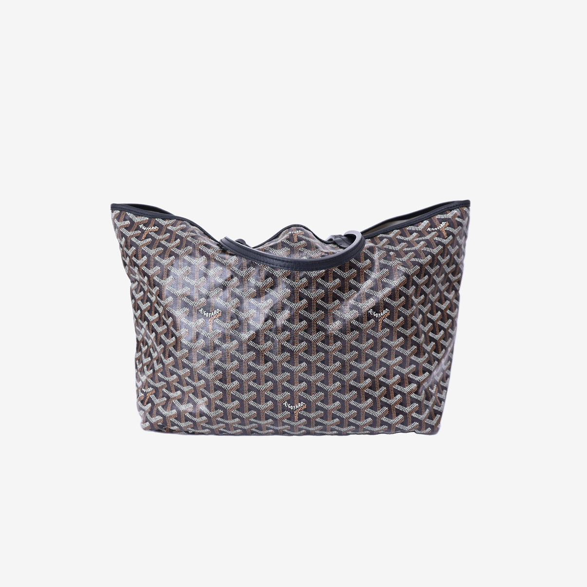 Goyard Saint Louis PM Tote in Black Goyardine Canvas Leather with Palladium Hardware front view