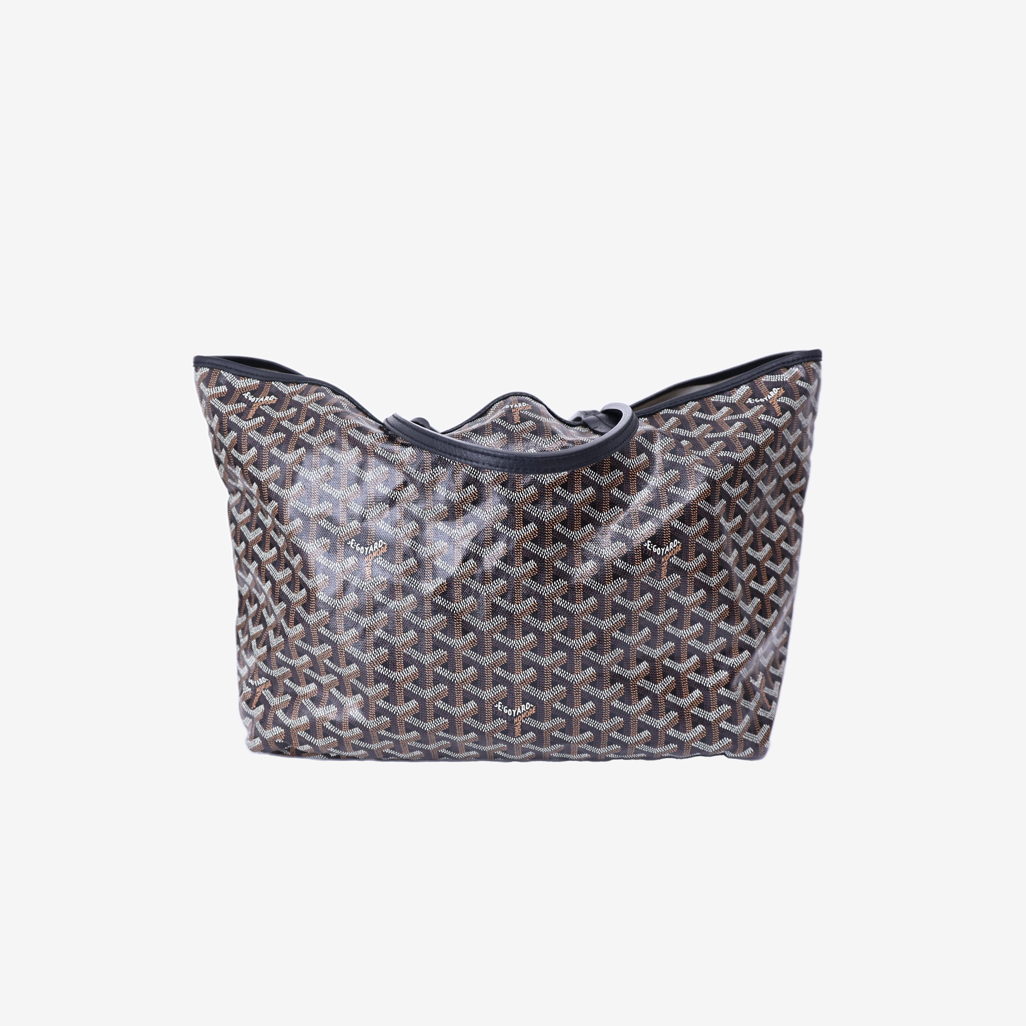 Goyard Saint Louis PM Tote in Black Goyardine Canvas Leather with Palladium Hardware front view