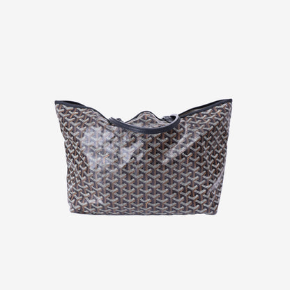 Goyard Saint Louis PM Tote in Black Goyardine Canvas Leather with Palladium Hardware front view