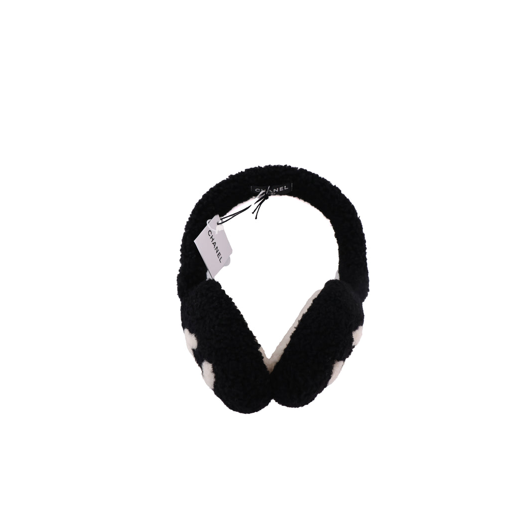 Chanel Earmuff Shearling Lambskin Black & Ecru AAB262 (Contact to Enquire)
