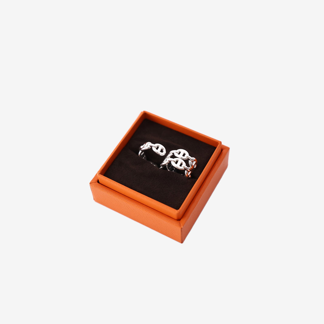 Hermès Bague Chaîne d'Ancre Enchaînée Double Ring in 925 Sterling Silver