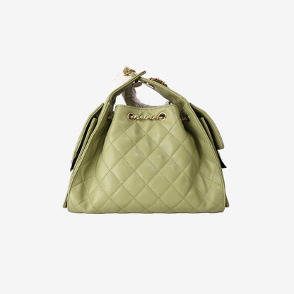 Chanel 25 Hobo Bag Small in Green Caviar Leather with Gold Hardware