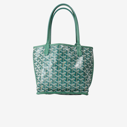 Goyard Anjou Mini Tote Bag in Green Goyardine Coated Canvas with Green Hardware