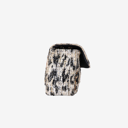 Chanel 26A Matthieu Blazy Maxi Flap Bag 32 in Leopard Print Tweed with Gold Hardware