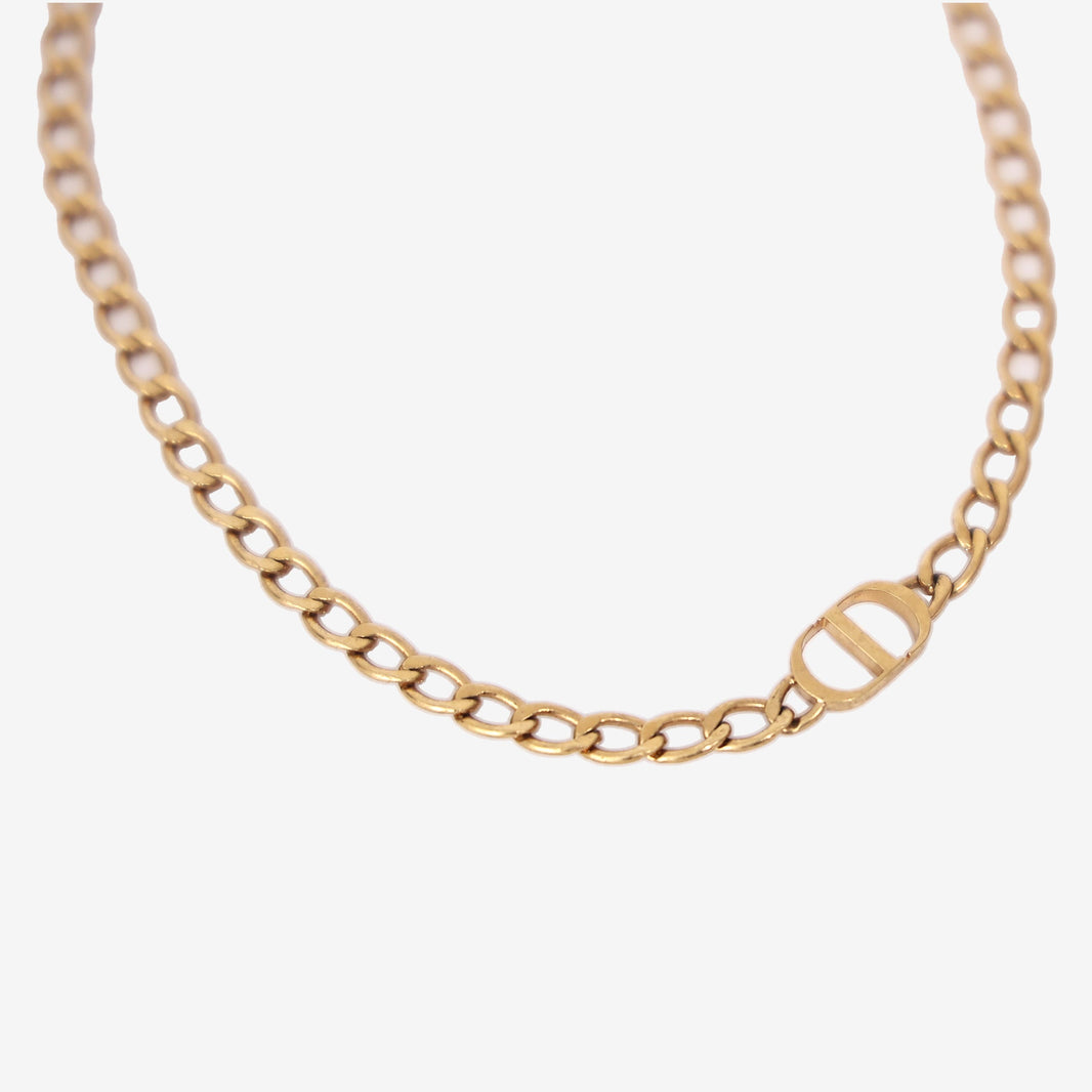 Dior 30 Montaigne Thin Choker Necklace in Gold-Tone Metal