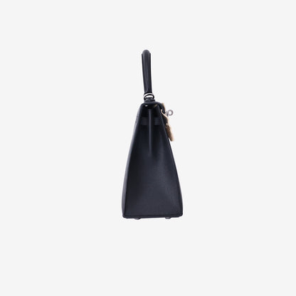 Hermès Kelly 25 in Noir Epsom Leather with Palladium-Plated Hardware