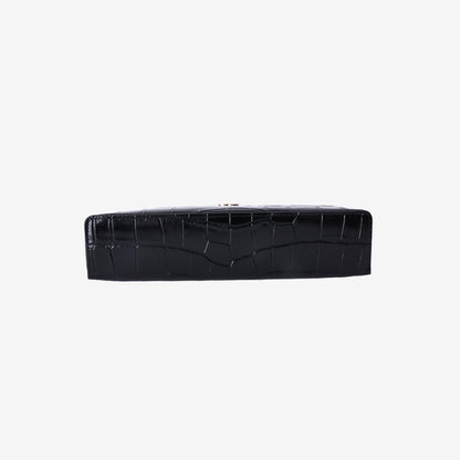 Chanel Trendy Handle Slim Vanity Pouch in Black Crocodile-Embossed Calfskin Leather with Gold Hardware