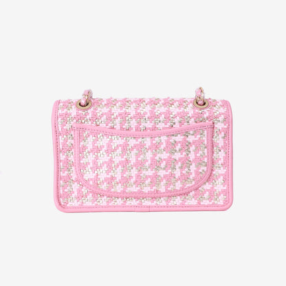 Chanel 23C Pink Woven Flap Bag in Pink Woven Leather with Gold Hardware back view