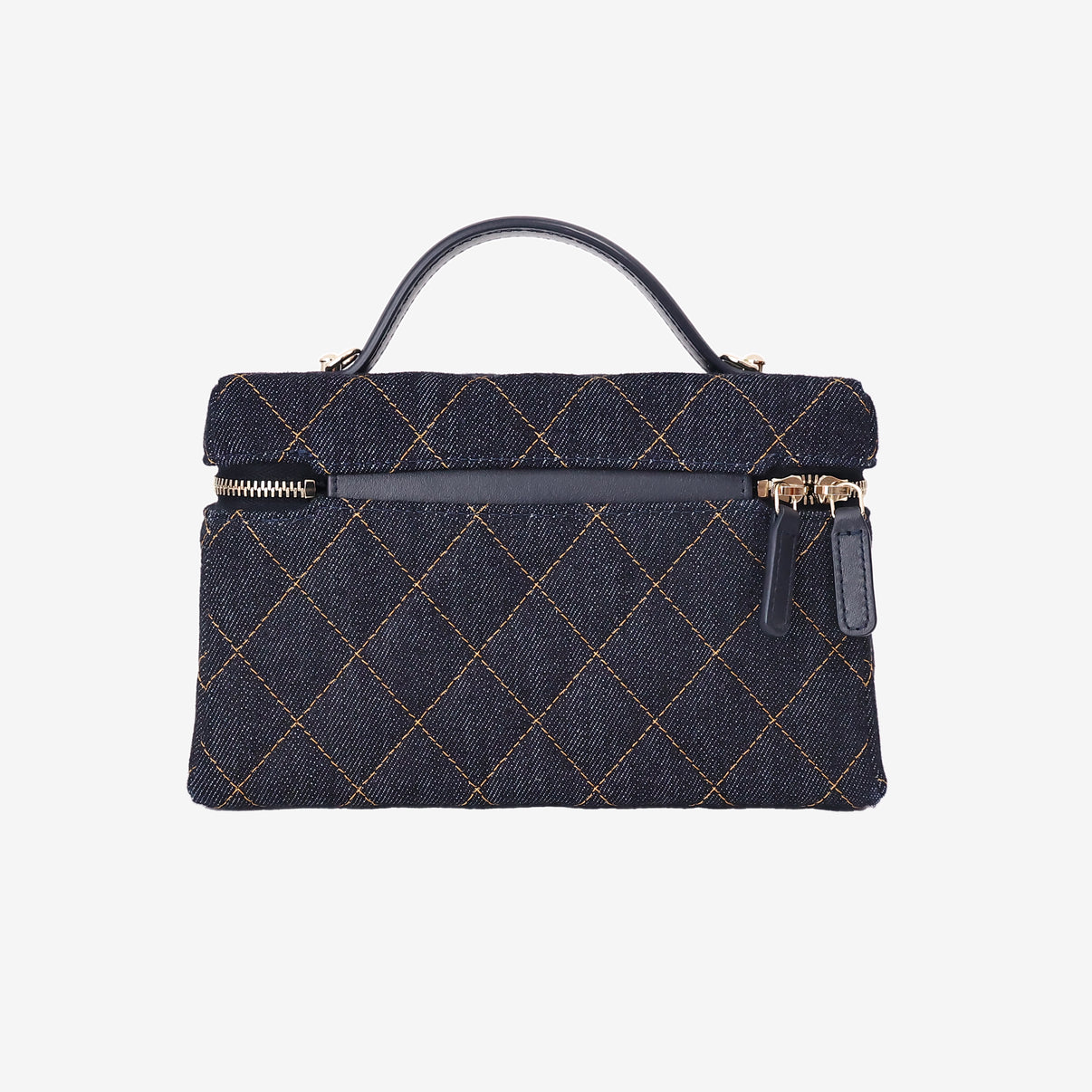 Chanel Classic Vanity with Chain in Dark Blue Denim with Gold Hardware back view