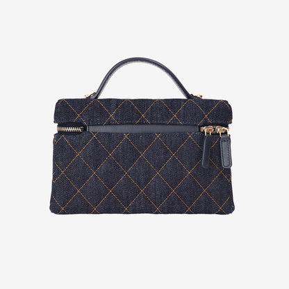 Chanel Classic Vanity with Chain in Dark Blue Denim with Gold Hardware back view