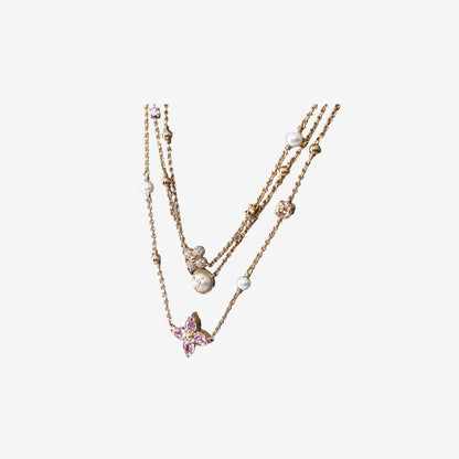 Louis Vuitton Blooming Symphony Necklace in Gold-Toned Metal with Rhinestones & White Resin Pearls (Contact to Enquire)