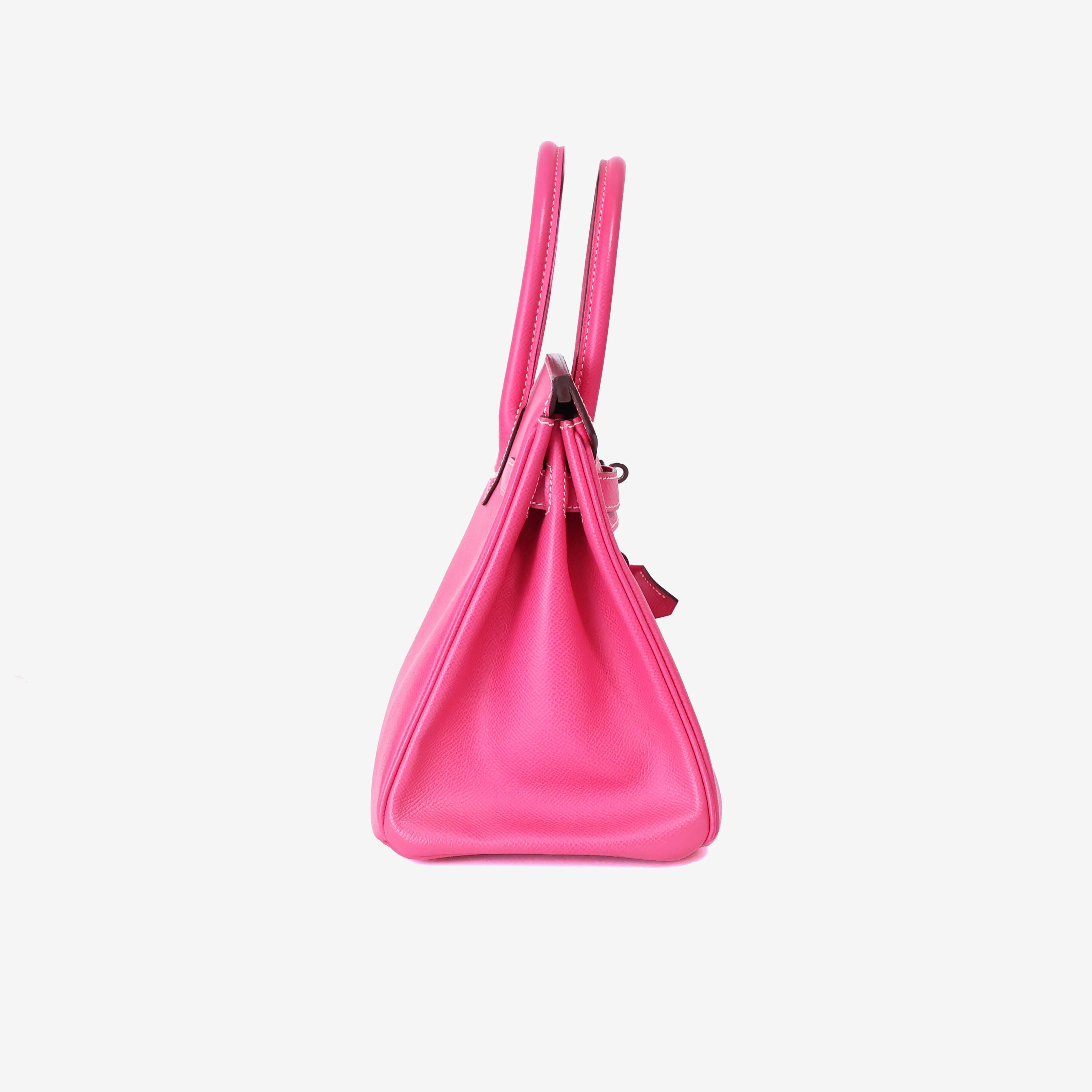 Hermès Birkin 30 in Rose Tyrien Epsom Leather with Palladium Hardware side view