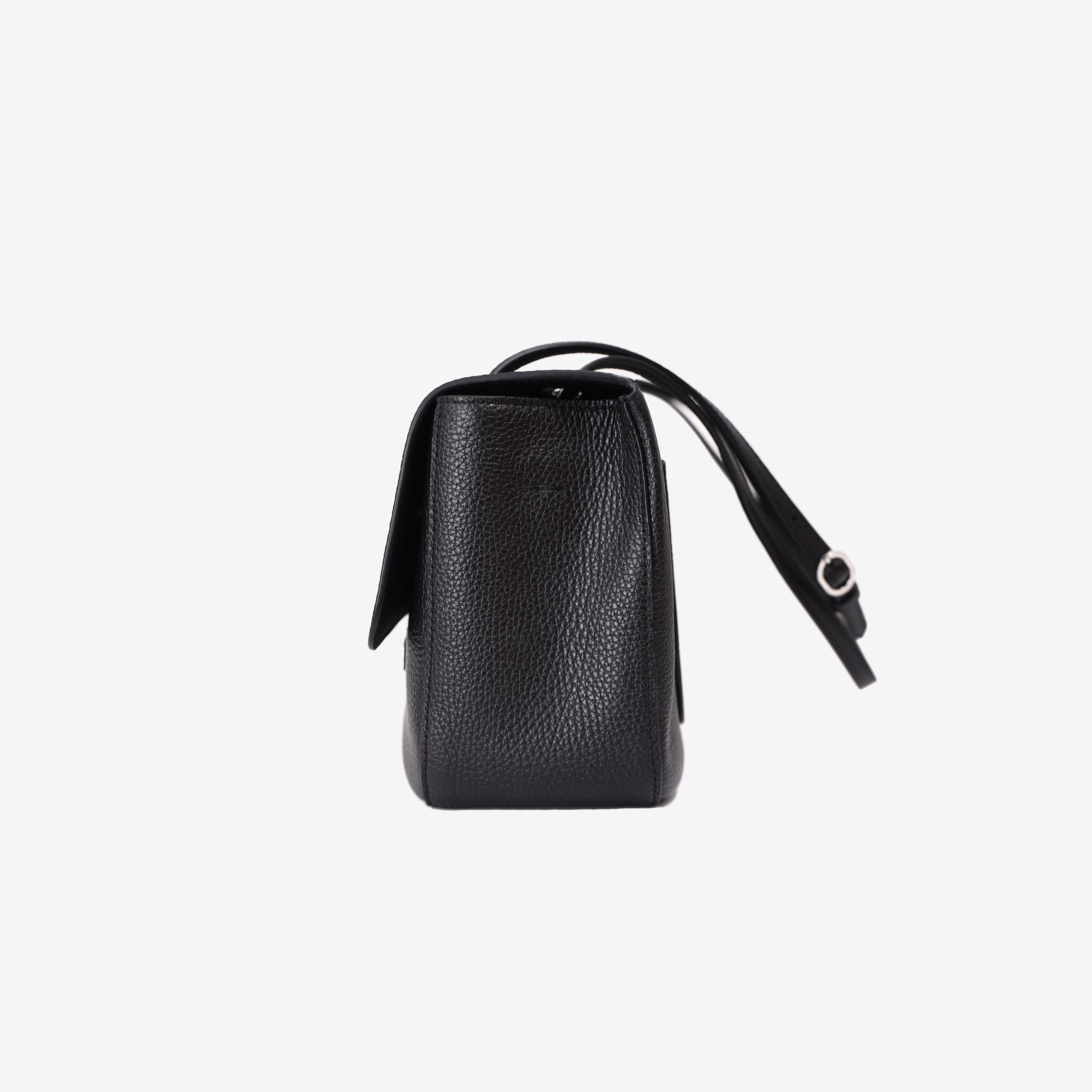 Chanel 26S Maxi Flap Bag in Black Grained Calfskin Leather with Silver Hardware side view