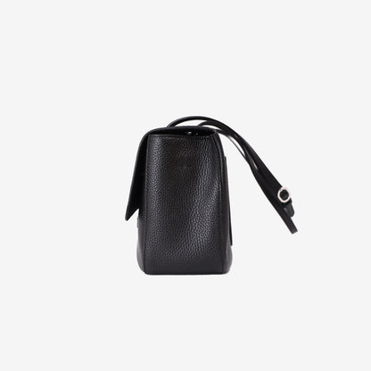 Chanel 26S Maxi Flap Bag in Black Grained Calfskin Leather with Silver Hardware side view