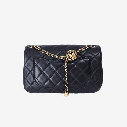 Chanel Mini Classic Flap Bag in Black Lambskin Leather with Gold Hardware