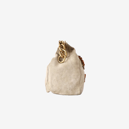 Miu Miu Suede Handbag in Light Olive Green/Sage Green with Gold Hardware