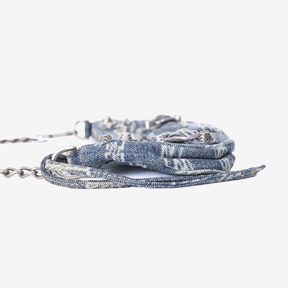 Balenciaga Le Cagole Mini Denim Bag in Blue Cotton Denim with Silver Hardware