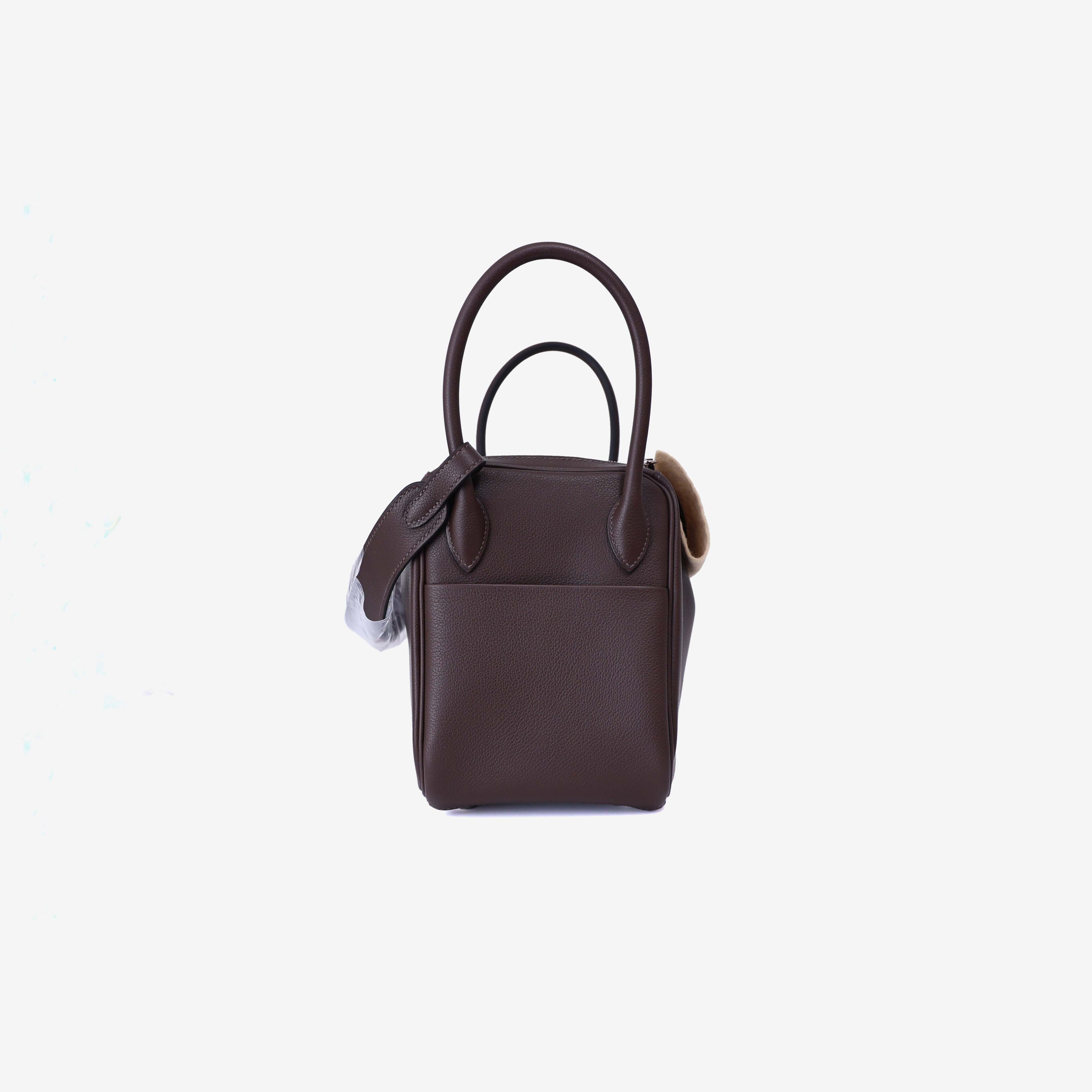 Hermès Lindy 26 in Moka Evercolor Leather with Palladium Hardware side view