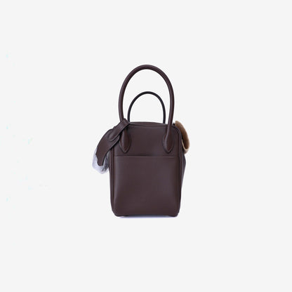 Hermès Lindy 26 in Moka Evercolor Leather with Palladium Hardware side view