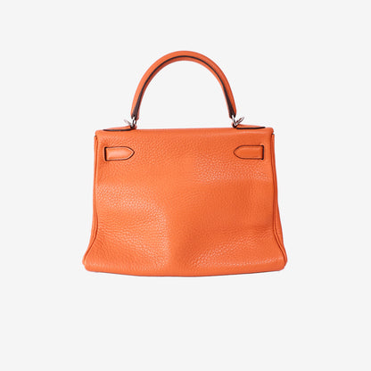 Hermès Kelly 28 in Orange Clemence Leather with Palladium Hardware